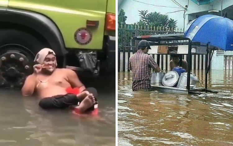 Kelakuan kocak warga +62 saat banjir